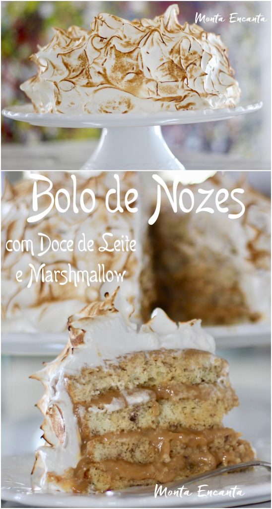 Bolo De Nozes Com Doce De Leite E Marshmallow - Monta Encanta